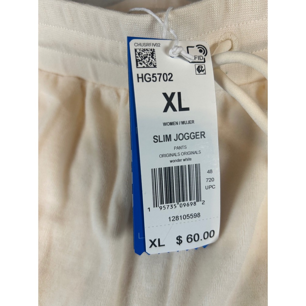Adidas Originals Women Slim Jogger Pants Wonder White Velour‎ Size XL New w/tags - Picture 7 of 7